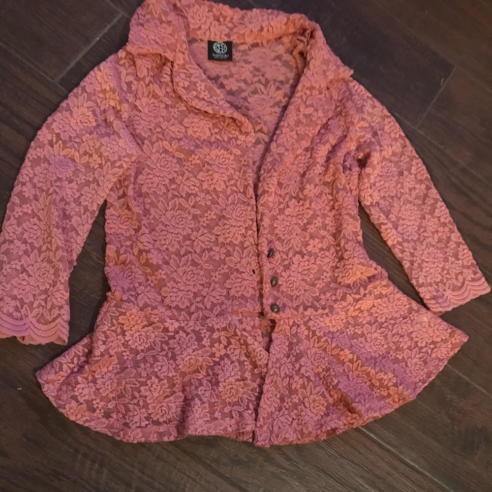 Bobeau floral pink cardigan